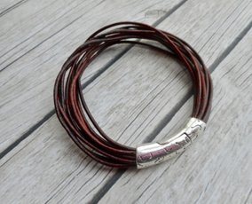 Brown leather straps bracelet handmade boho style jewelry on Etsy