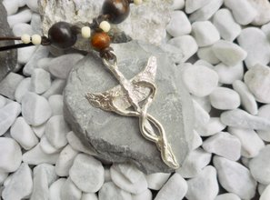 Sterling silver Caduceus pendant necklace hand forged silverclay pendant by Aparticle®