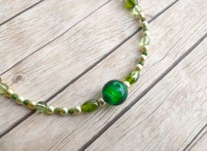 Smaragd groene kralen halsketting handgemaakte sieraad voor vrouwen