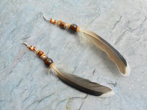 Handmade boho style feather earrings with real duck feathers