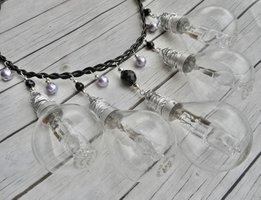 Steampunk style costume necklace with real lightbulbs bulps handmade by Aparticle®